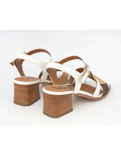 Le Gazzelle Sandalo Tacco Medio Doppia C Bianco Biscotto