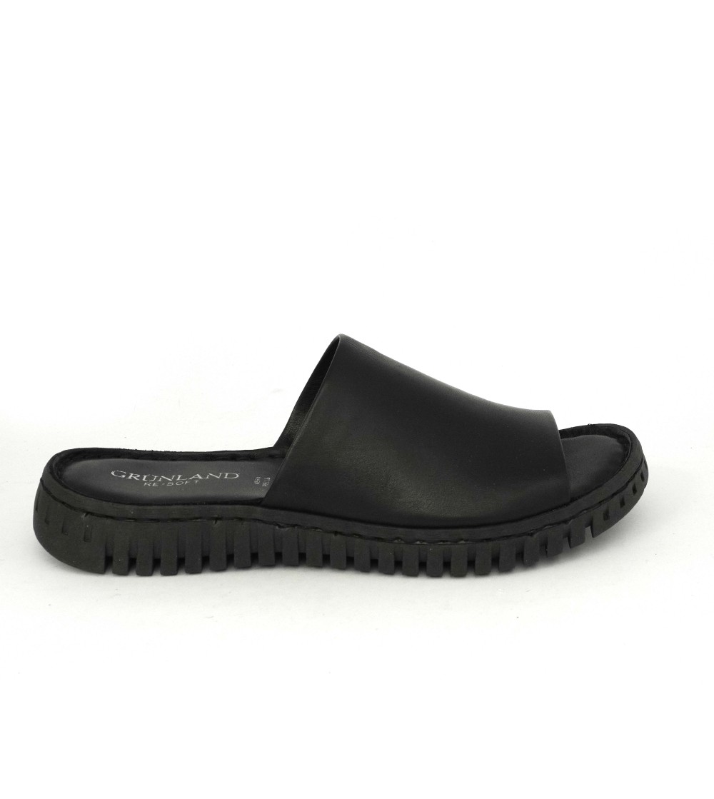 Grunland Ciabatta Monofascia Cucita Morbida Nappa Nero