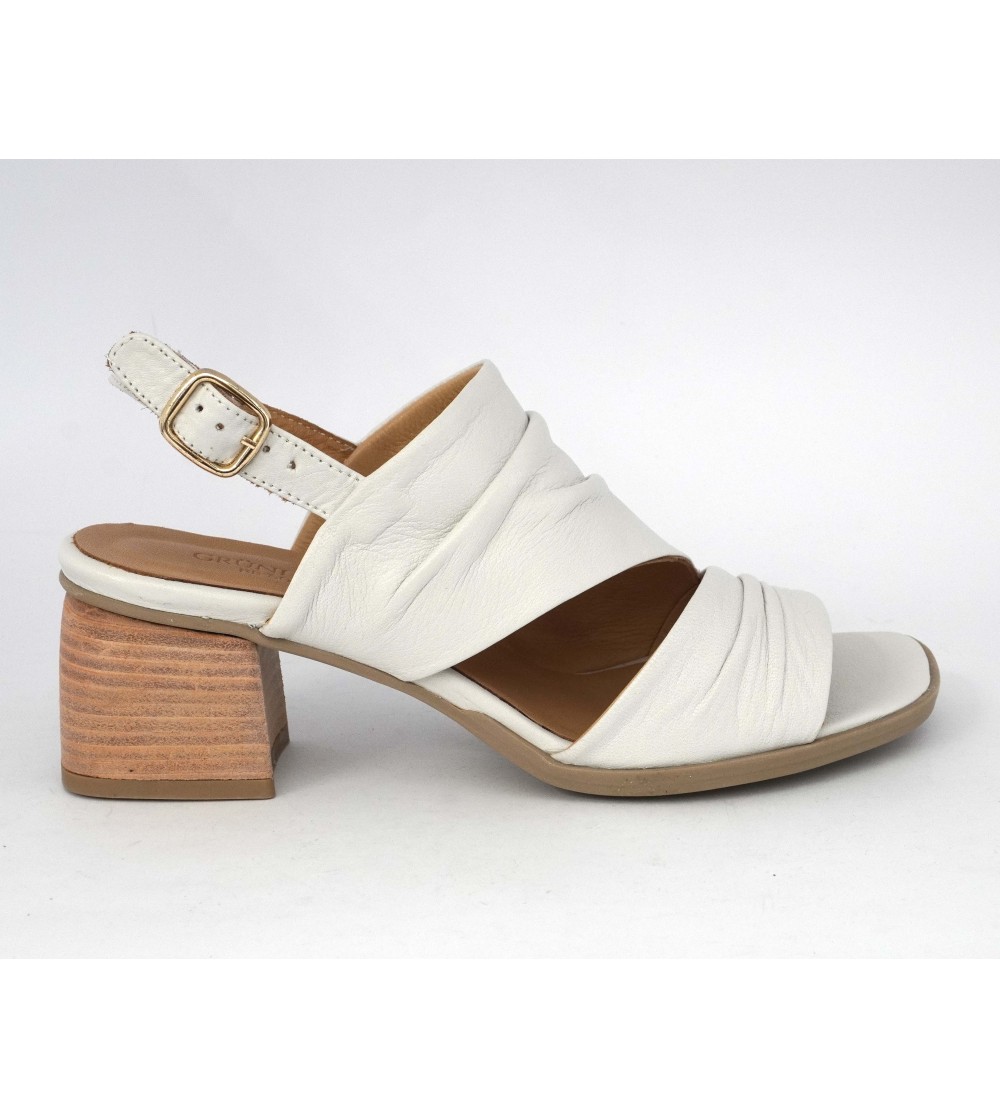 Grunland Sandalo Accollato Trasversale Nappa Bianco