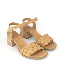 Grunland Sandalo Tacco Medio Fascia Intrecciata Nappa Terra