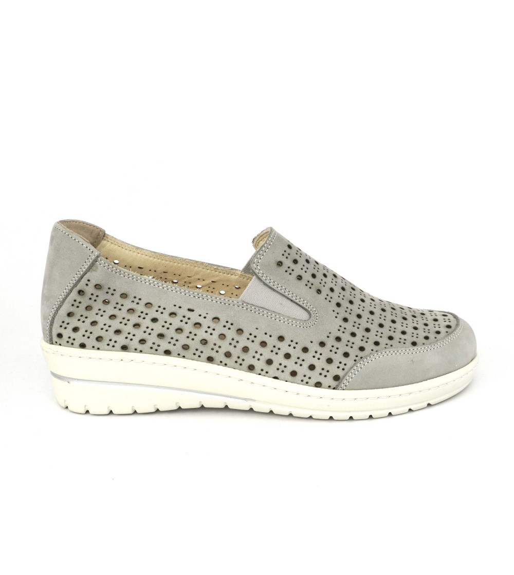 Grunland Mocassino Slipon Comfort Camoscio Traforato Grigio