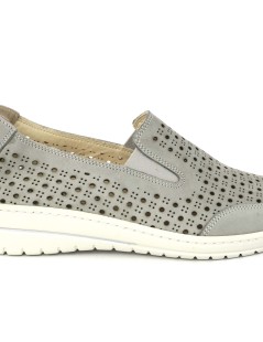 Grunland Mocassino Slipon Comfort Camoscio Traforato Grigio
