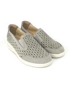 Grunland Mocassino Slipon Comfort Camoscio Traforato Grigio
