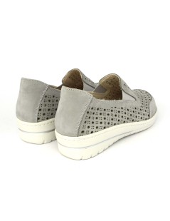 Grunland Mocassino Slipon Comfort Camoscio Traforato Grigio