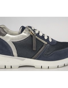 Grunland Sneakers Zeppa Media Elasticizzata Zip Camoscio Blu