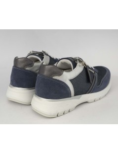 Grunland Sneakers Zeppa Media Elasticizzata Zip Camoscio Blu