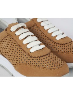 Grunland Sneakers Balance Media Camoscio Traforato Nocciola