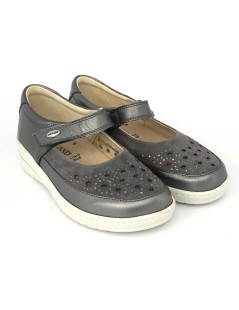 Grunland Ballerina Bebè Classic Pelle Camoscio Traforato Asfalto