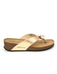 Grunland Ciabatta Bio Soft Infradito Accessorio Fiore Cipria