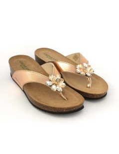 Grunland Ciabatta Bio Soft Infradito Accessorio Fiore Cipria