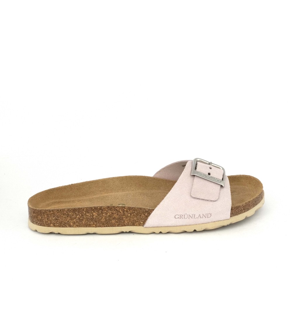 Grunland Ciabatta Madrid Birk Soft Fibbia Larga Camoscio Glicine