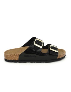 Grunland Ciabatta Arizona Birk Bio Soft 2 Fibbie Lucido Nero
