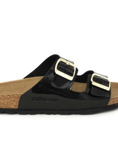 Grunland Ciabatta Arizona Birk Bio Soft 2 Fibbie Lucido Nero