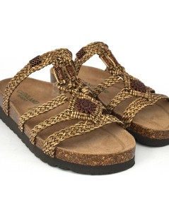 Grunland Ciabatta Bio Soft Zeppa Media Etnica Beige Cuoio