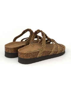 Grunland Ciabatta Bio Soft Zeppa Media Etnica Beige Cuoio