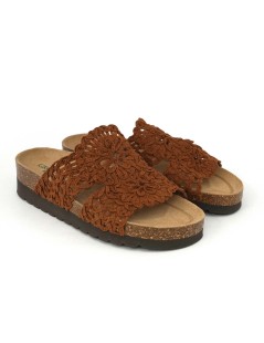 Grunland Ciabatta Bio Soft Zeppa Media Intreccio Ricamato Cuoio