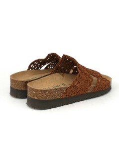 Grunland Ciabatta Bio Soft Zeppa Media Intreccio Ricamato Cuoio