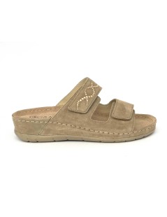 Grunland Ciabatta Zeppa Media Soft 2 Velcro Camoscio Corda