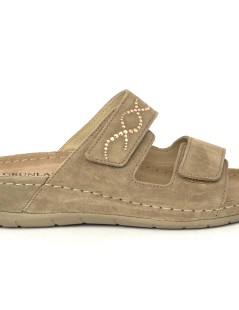 Grunland Ciabatta Zeppa Media Soft 2 Velcro Camoscio Corda