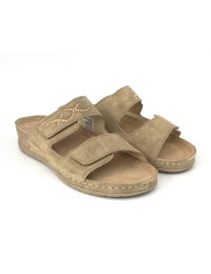 Grunland Ciabatta Zeppa Media Soft 2 Velcro Camoscio Corda