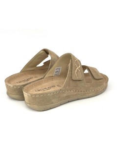 Grunland Ciabatta Zeppa Media Soft 2 Velcro Camoscio Corda