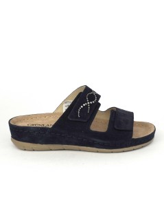Grunland Ciabatta Zeppa Media Soft 2 Velcro Camoscio Blu