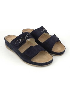 Grunland Ciabatta Zeppa Media Soft 2 Velcro Camoscio Blu