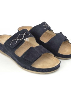 Grunland Ciabatta Zeppa Media Soft 2 Velcro Camoscio Blu