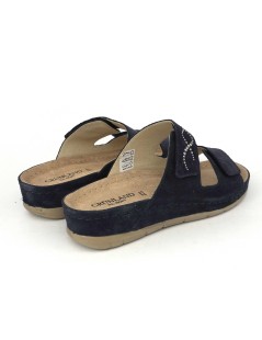 Grunland Ciabatta Zeppa Media Soft 2 Velcro Camoscio Blu