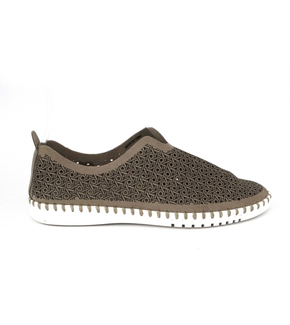 Grunland Slipon Donna Laserata Fondo Leggero Basso Taupe
