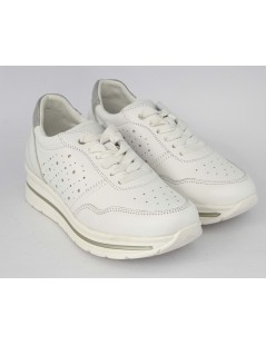Grunland Sneakers Zeppa Media Plantare Pelle Traforata Bianco