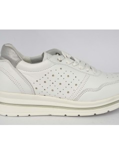 Grunland Sneakers Zeppa Media Plantare Pelle Traforata Bianco