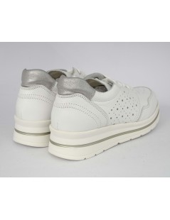 Grunland Sneakers Zeppa Media Plantare Pelle Traforata Bianco