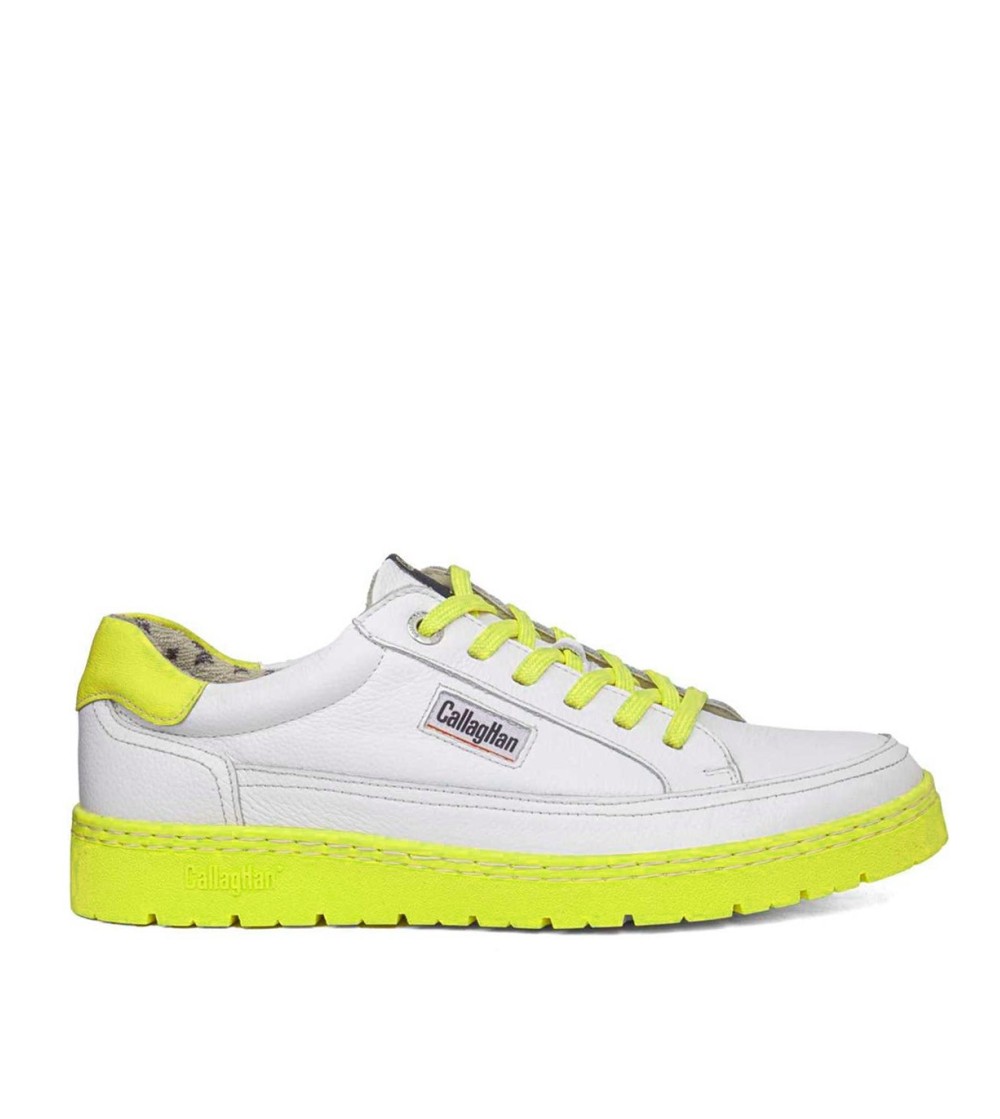 Callaghan PETETE Sneakers Pelle Fondo Cuciture Bianco Fluo