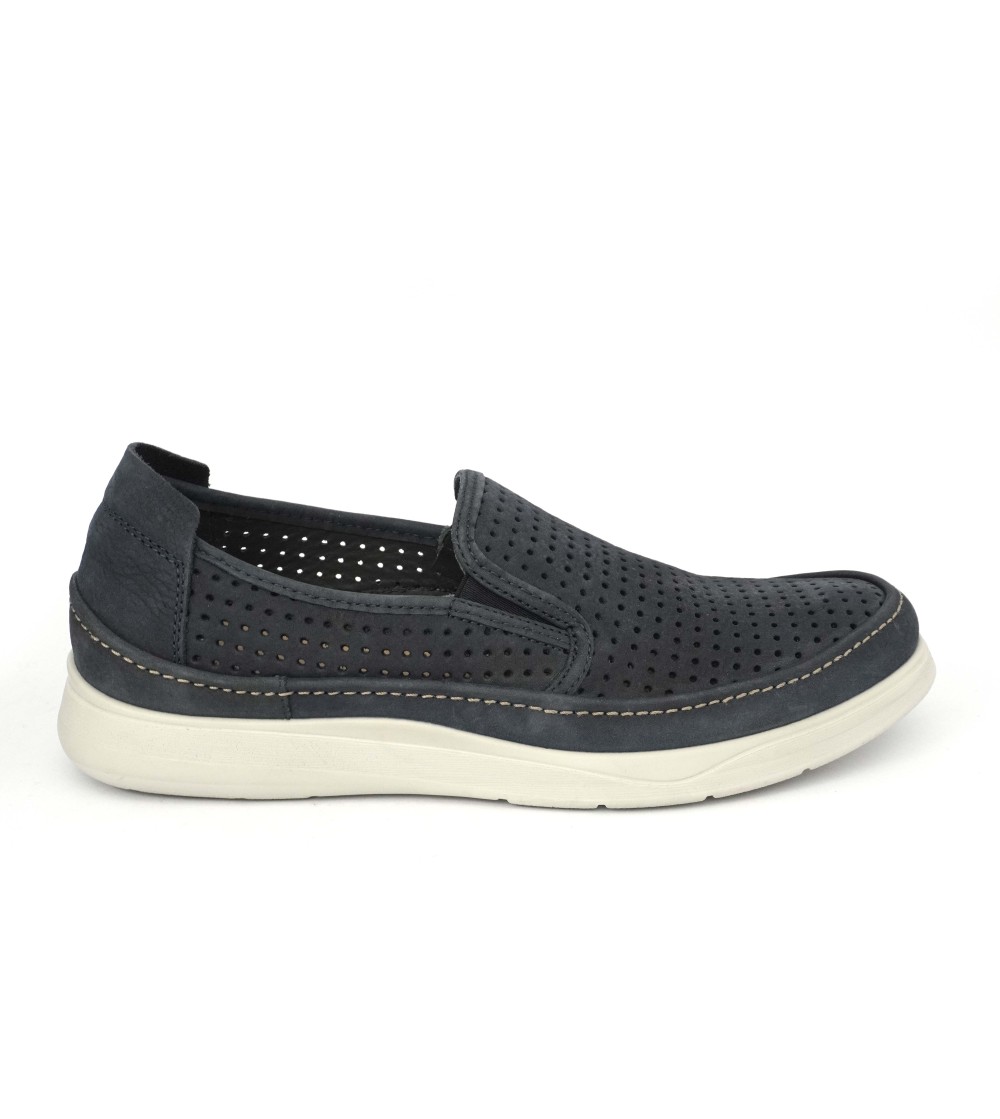 Grunland Mocassino Uomo Slipon Nabuk Traforato Blu