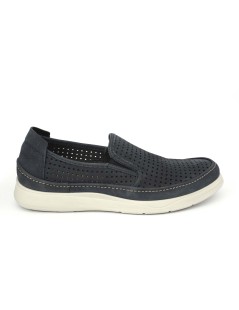 Grunland Mocassino Uomo Slipon Nabuk Traforato Blu