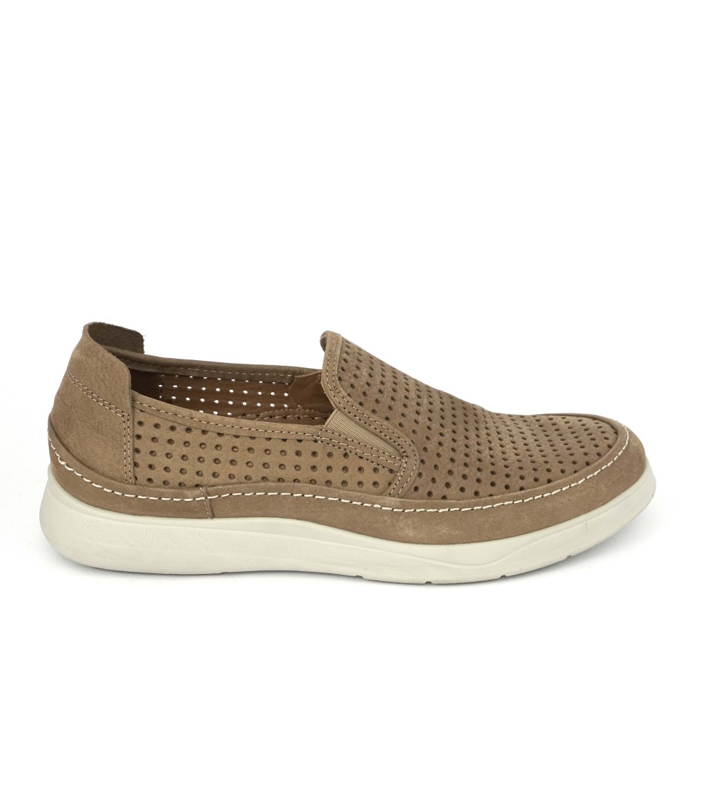 Grunland Mocassino Uomo Slipon Nabuk Traforato Kaky