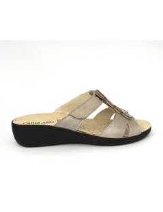Grunland Ciabatta Plantare Estraibile Velcro Strass Taupe