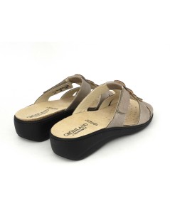 Grunland Ciabatta Plantare Estraibile Velcro Strass Taupe