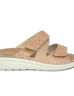 Grunland Ciabatta Comfort Plantare Velcro Strass Cipria