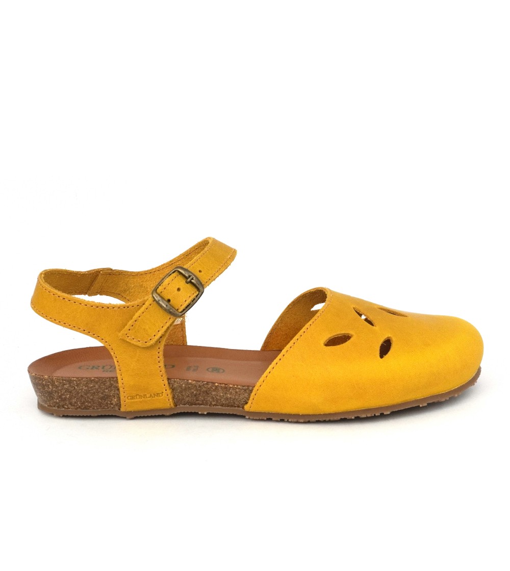 Grunland Sandalo Bio Soft Boston Chiuso Pelle Ocra