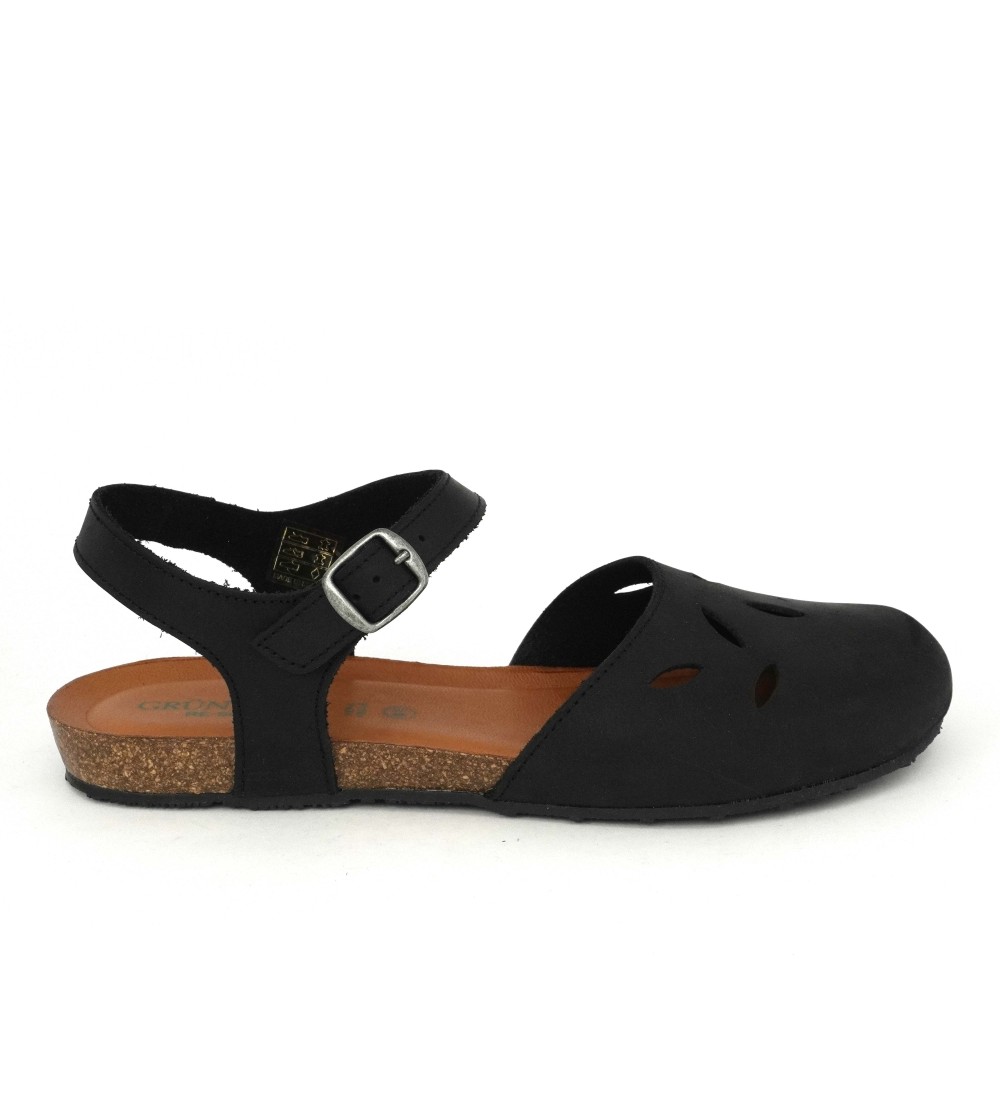 Grunland Sandalo Bio Soft Boston Chiuso Nabuk Nero
