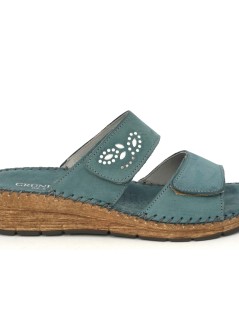 Grunland Ciabatta 2 Velcro Accessorio Nabuk Strass Ottanio