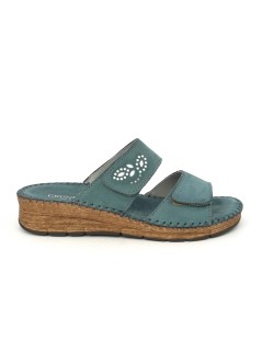 Grunland Ciabatta 2 Velcro Accessorio Nabuk Strass Ottanio