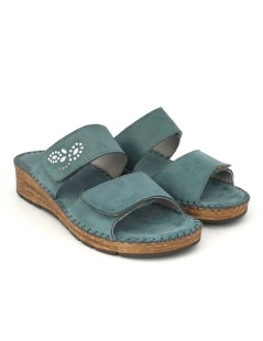 Grunland Ciabatta 2 Velcro Accessorio Nabuk Strass Ottanio