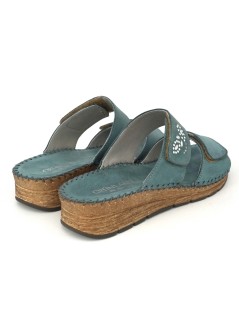 Grunland Ciabatta 2 Velcro Accessorio Nabuk Strass Ottanio