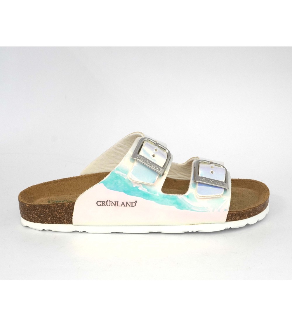 Grunland Ciabatta Arizona Birk Biosoft Cangiante Bianco Celeste