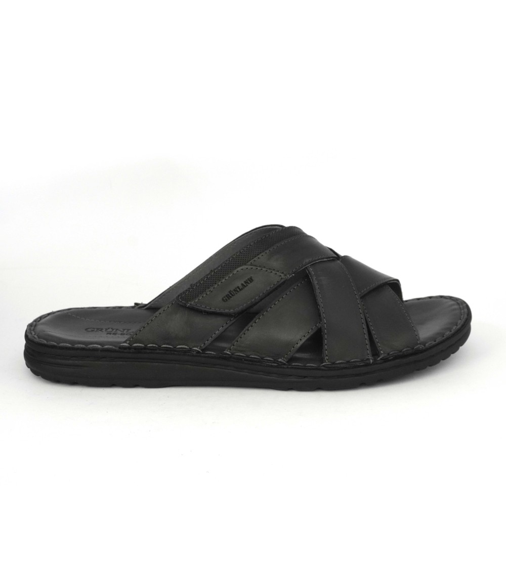 Grunland Ciabatta Uomo Incrocio Cucita Sottopelle Nero