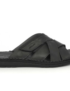 Grunland Ciabatta Uomo Incrocio Cucita Sottopelle Nero