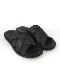 Grunland Ciabatta Uomo Incrocio Cucita Sottopelle Nero